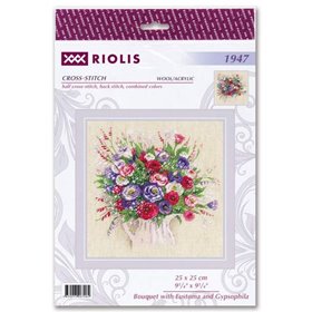 Embroidery kit Bouquet with Eustoma and Gypsophila