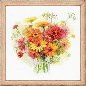 Riolis Stickset Aquarell Gerbera