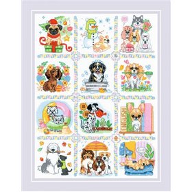 Riolis Kit de broderie Calendrier canin