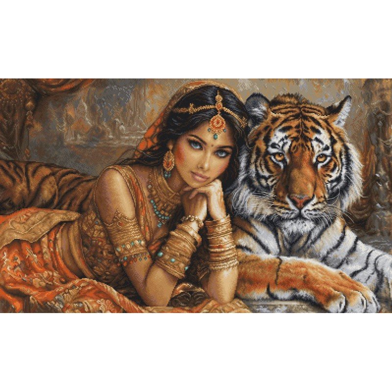 Embroidery kit The Indian Princess and The Royal Tiger