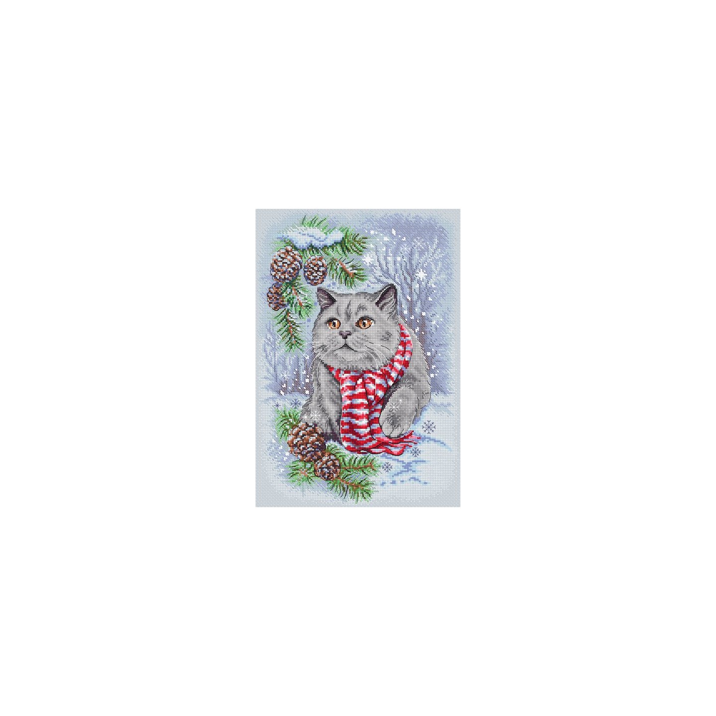 Embroidery kit Winter Cat