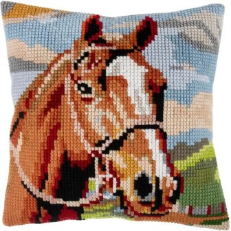 Borduurkussen Bruin paard