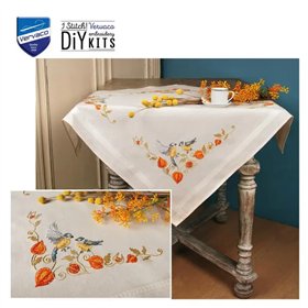 Tablecloth kit Chickadees with cape gooseberry