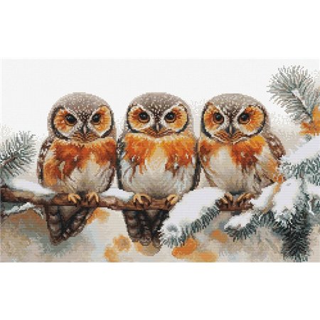 Stickset Eulen in „Die Stille des Winters“