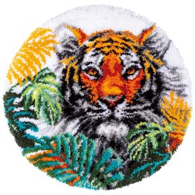 Kit tapis modelé au point noué Tigre aux feuilles 187077