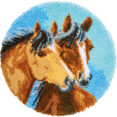 Latch hook shaped rug kit 2 Horses 183297