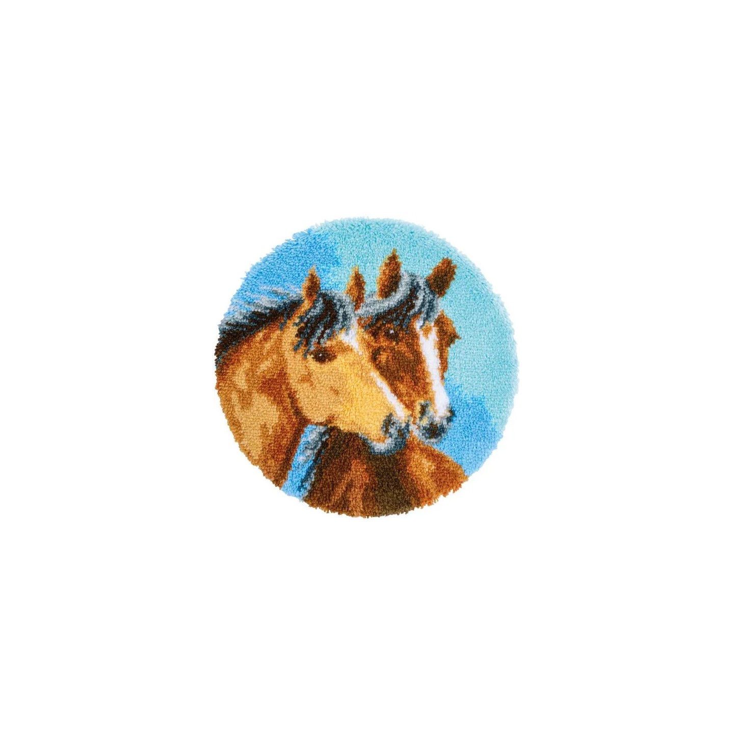 Latch hook shaped rug kit 2 Horses 183297