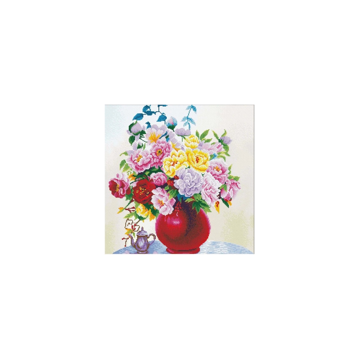 Embroidery kit Cabbage Roses in a Vase