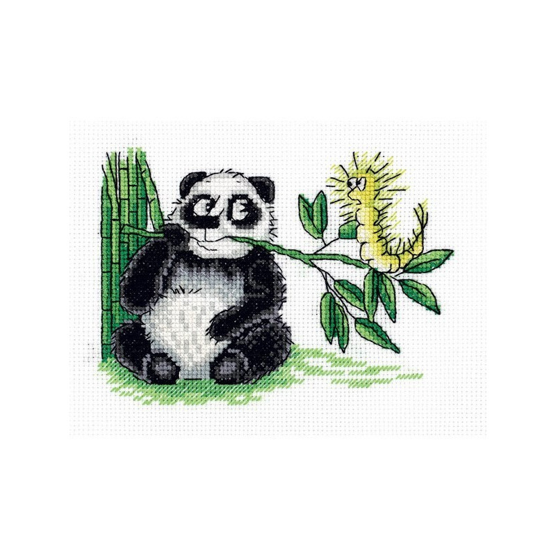 Stickset Panda und die Raupe kreuzen sich