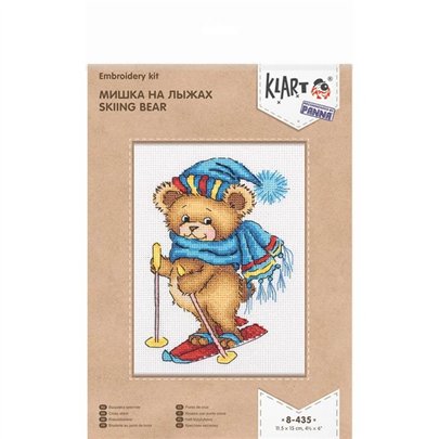 Stickset Skifahrender Bär