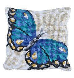 Borduurkussen Blauwe Vlinder