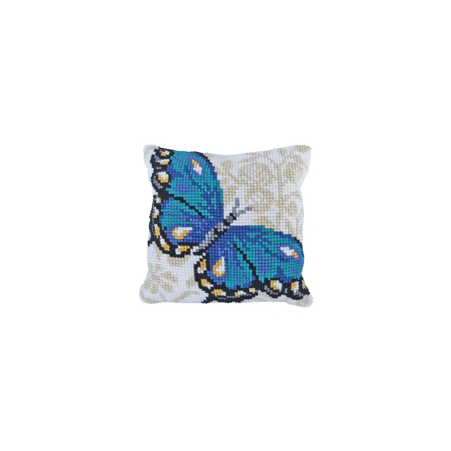 Kreuzstichkissen Blauer Schmetterling