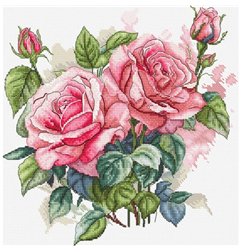 Stickset Rosa Blüte