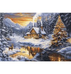 Luca-S Kit de broderie Soirée d'hiver en montagne