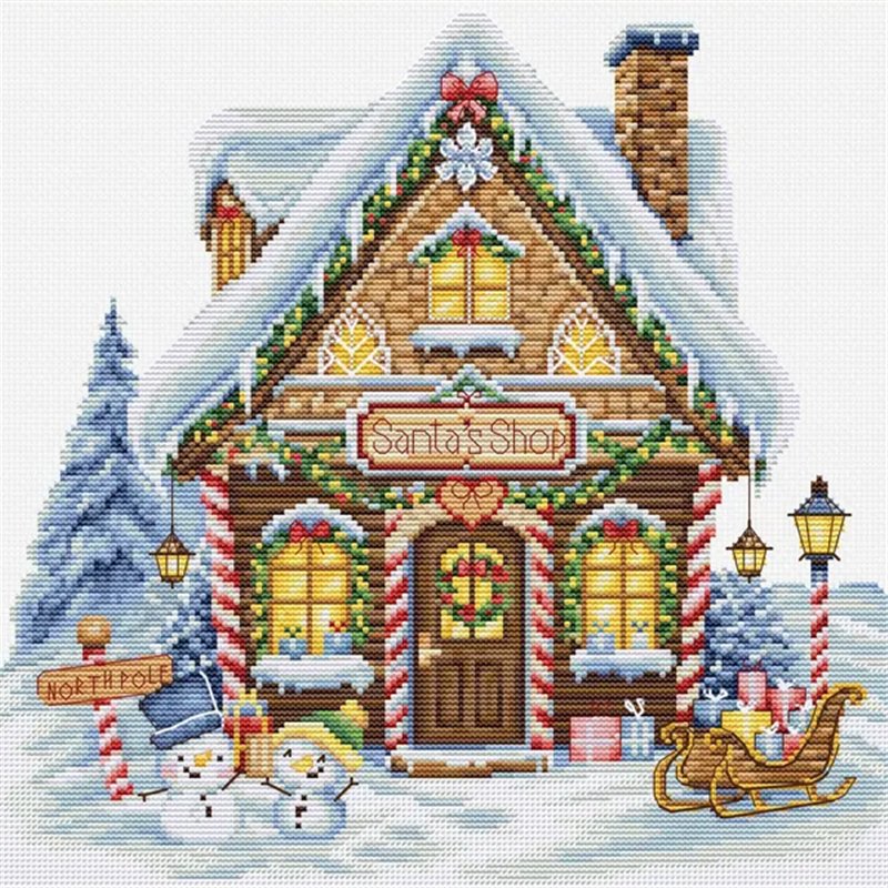 Borduurpakket De winkel van de Kerstman Borduurpakket De winkel van de Kerstman