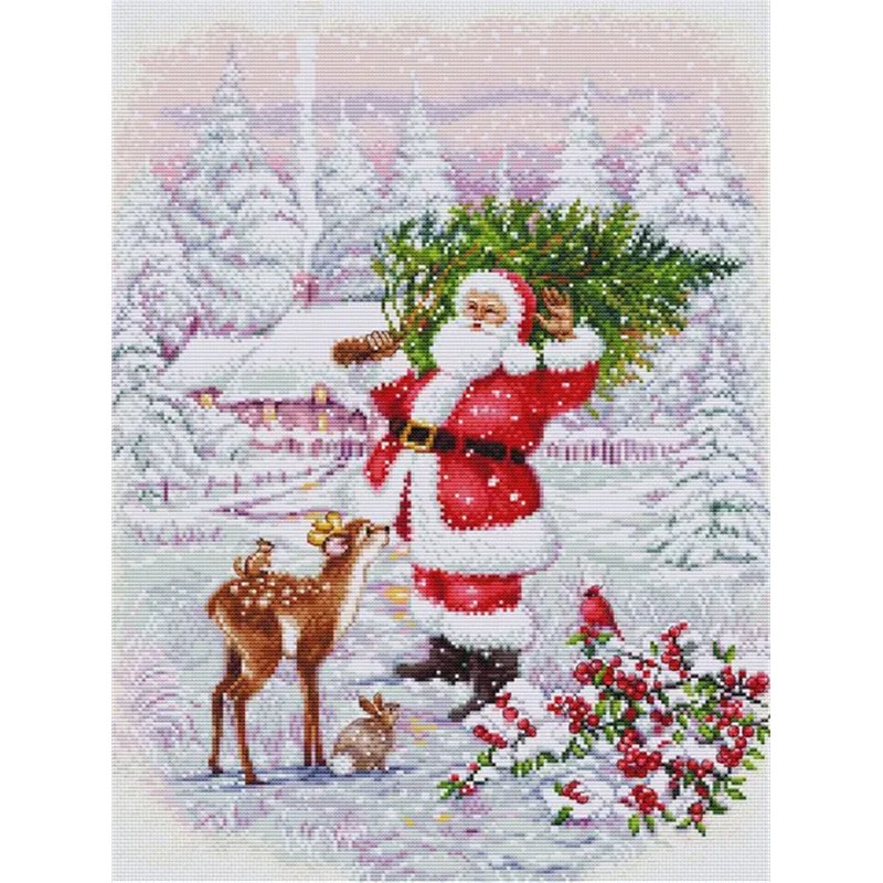 Kit de broderie Le Père Noël avec son sapin Kit de broderie Le Père Noël avec son sapin