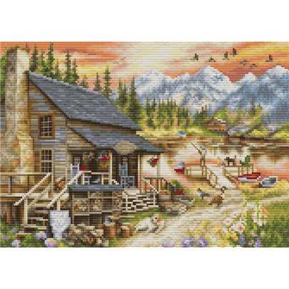 Kit de broderie Magasin général en cabane en rondins