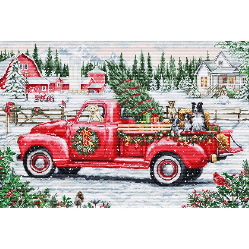 Borduurpakket Rode kersttruck