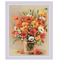 Stickset Feldmohn