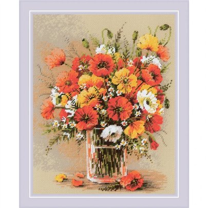 Stickset Feldmohn