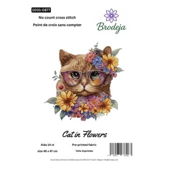 Borduurpakket Kat in bloemen