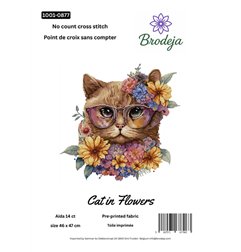 Embroidery kit Cat in flowers
