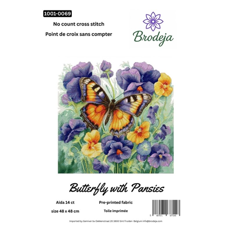 Kit de broderie Papillon aux pensées Kit de broderie Papillon aux pensées