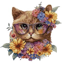 Stickset Katze in Blumen