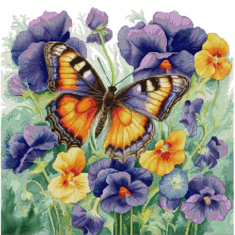 Kit de broderie Papillon aux pensées