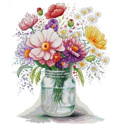 Kit de broderie Vase de fleurs sauvages