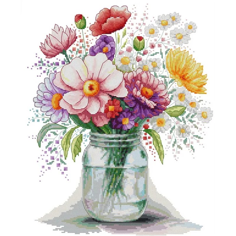 Stickset Wildblumenvase