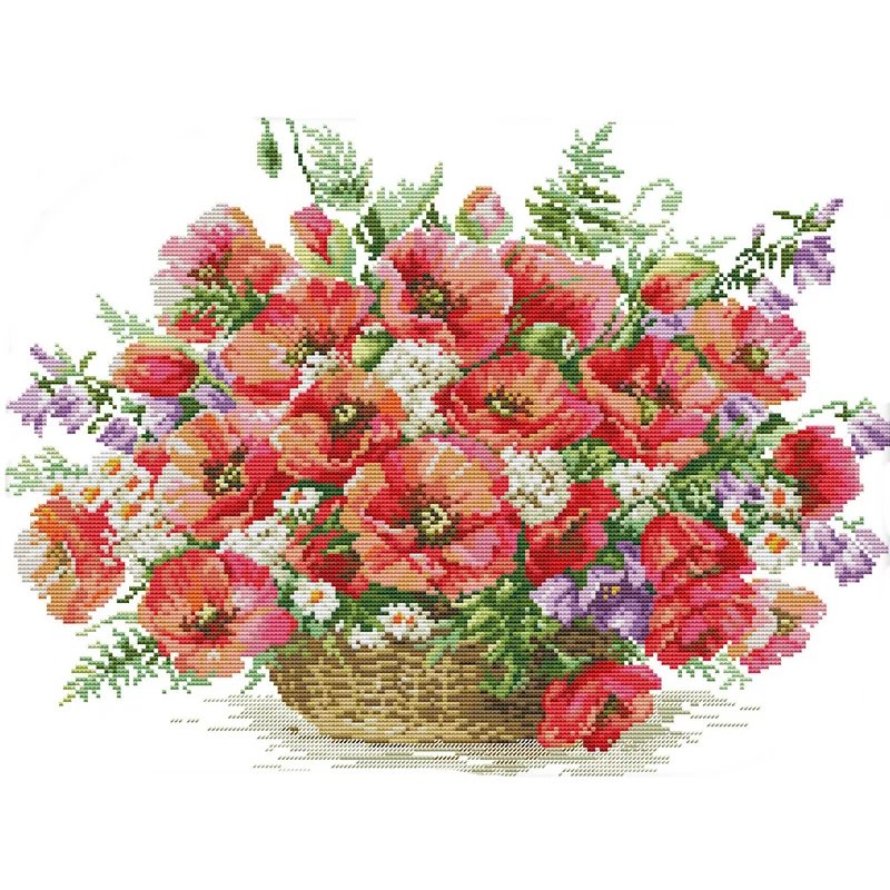 Embroidery kit Poppy basket