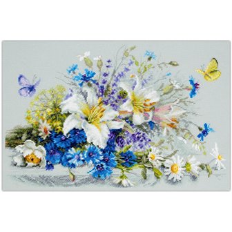 Stickset Lilien und Kornblumen