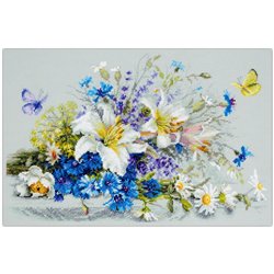Stickset Lilien und Kornblumen
