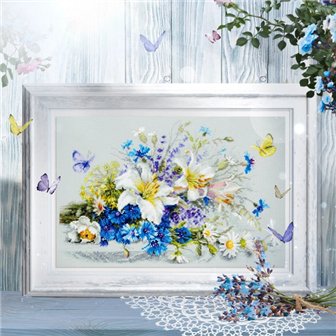 Borduurpakket Lelies en korenbloemen