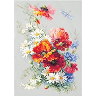 Kit de broderie Coquelicots et marguerites