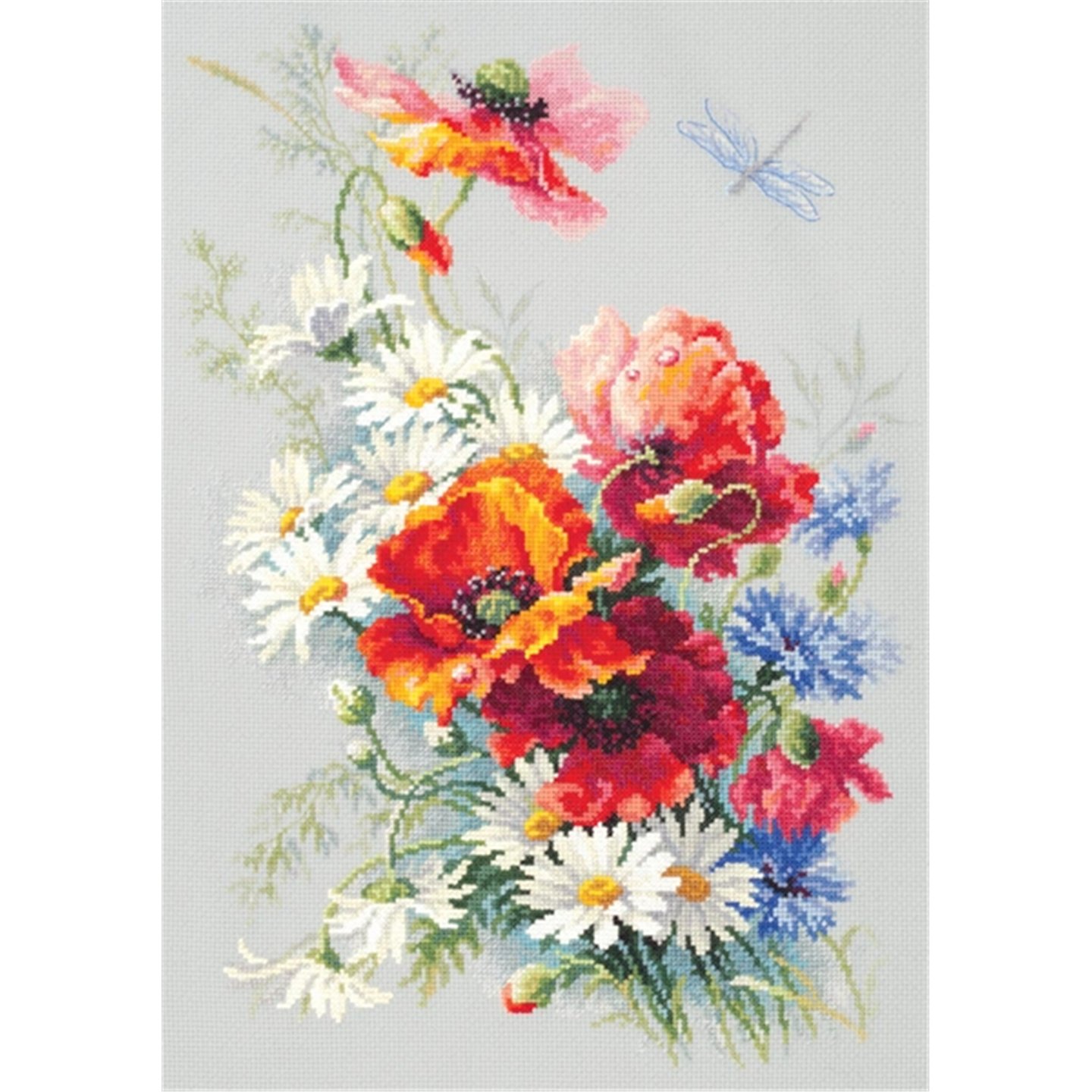 Stickset Mohnblumen und Gänseblümchen