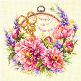 Embroidery kit Peonies for Needlewoman