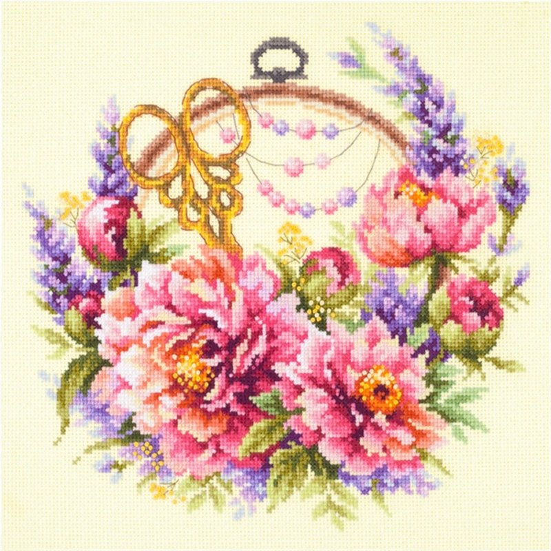 Kit de broderie Pivoines pour la brodeuse Kit de broderie Pivoines pour la brodeuse