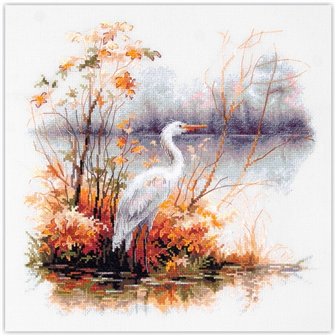 Kit de broderie Héron blanc