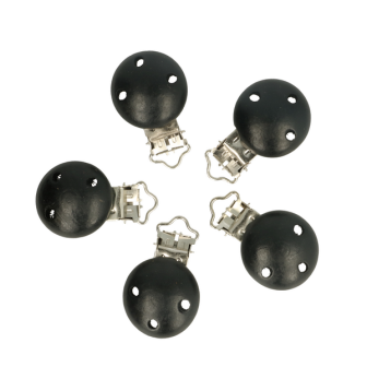   Wood pacifier clip black