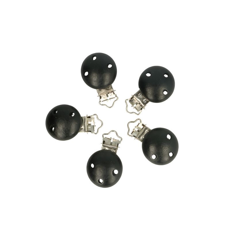 Wood pacifier clip black