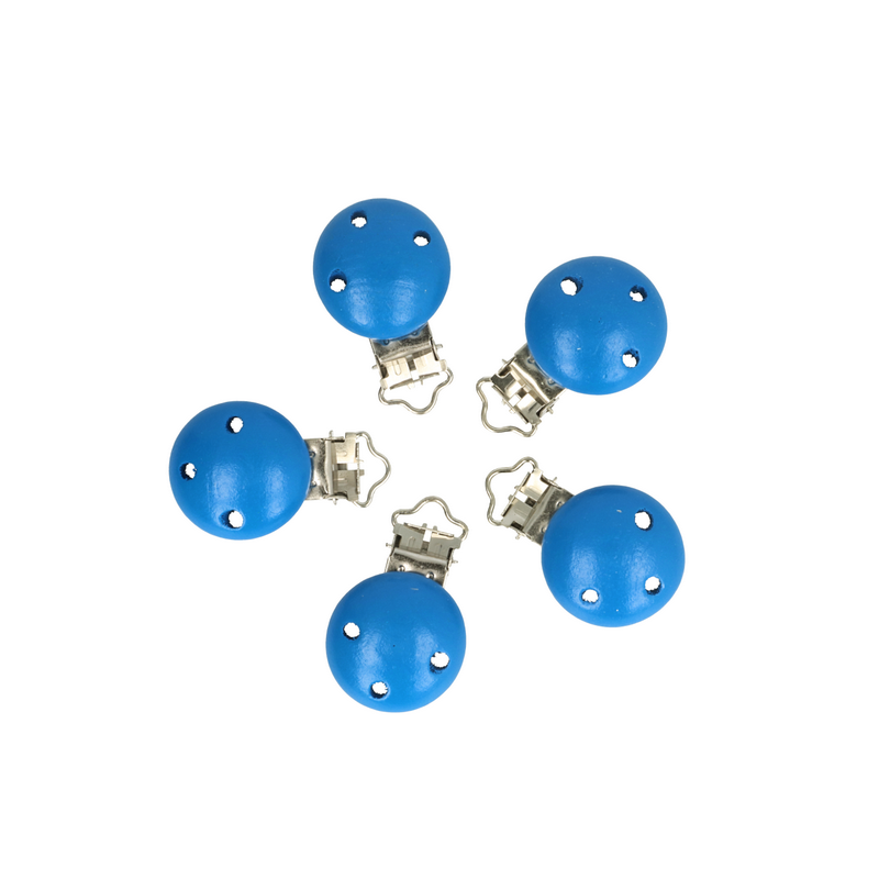 Wood pacifier clip royal blue