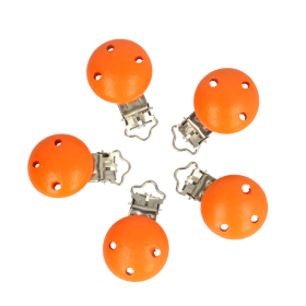  Wood pacifier clip orange