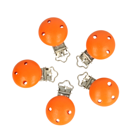 Wood pacifier clip orange