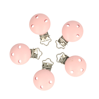   Wood pacifier clip baby pink
