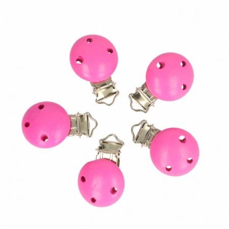 Wood pacifier clip stong pink