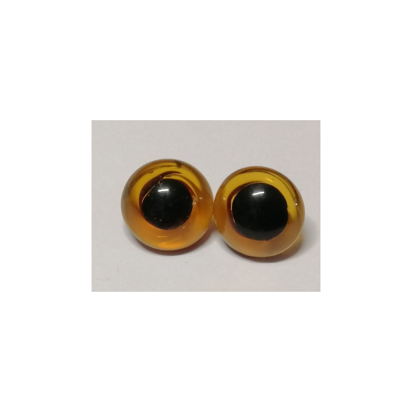   Tierauge Glas zum Nähen 15 mm Bernstein