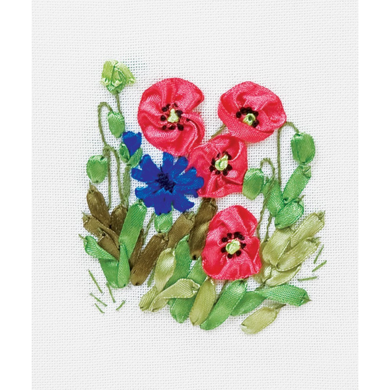 Stickset Mohnblumen und Kornblumen